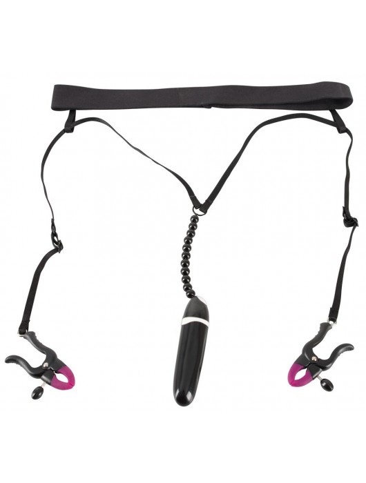 Женские вибростринги с зажимами для половых губ Spreader String with Vibrator - Orion - купить с доставкой в Костроме