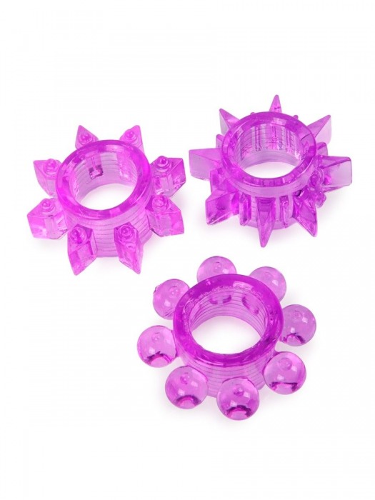 Набор из 3 лиловых эрекционных колец различной формы - Erowoman-Eroman - в Костроме купить с доставкой