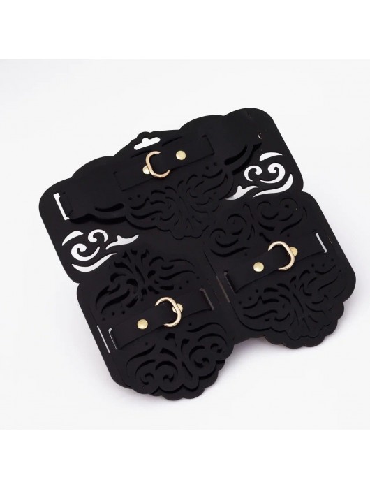 Фигурный набор для БДСМ-игр с узорами и золотистой фурнитурой - Crazy Handmade - купить с доставкой в Костроме