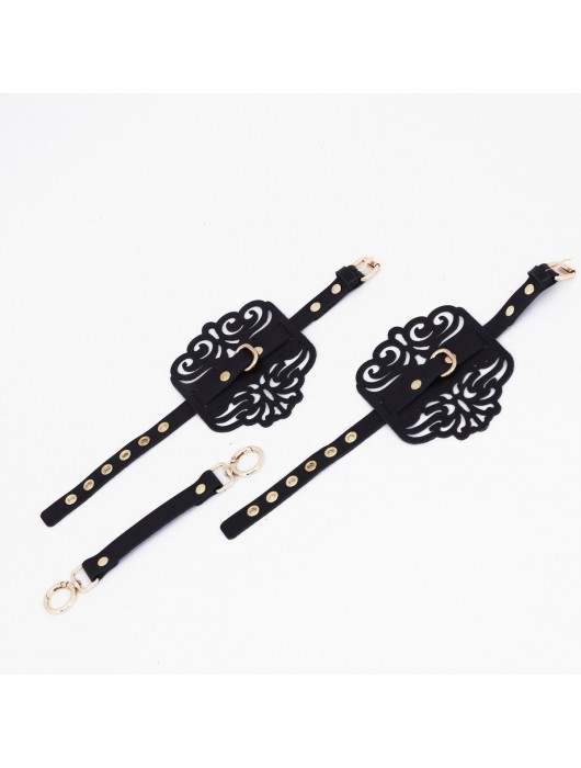 Черный фигурные оковы с золотистой фурнитурой - Crazy Handmade - купить с доставкой в Костроме