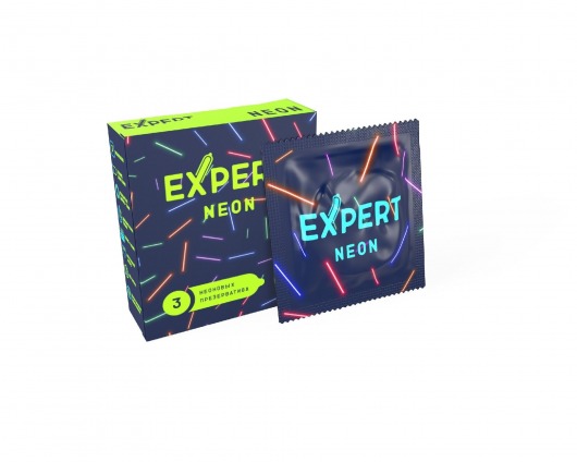 Светящиеся в темноте презервативы Expert Neon - 3 шт. - Expert - купить с доставкой в Костроме