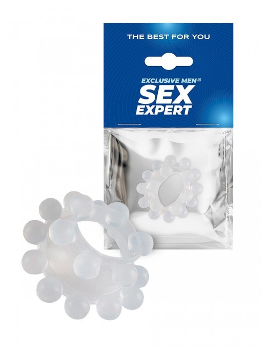 Эластичное эрекционное кольцо с двумя рядами шариков - Sex Expert - в Костроме купить с доставкой