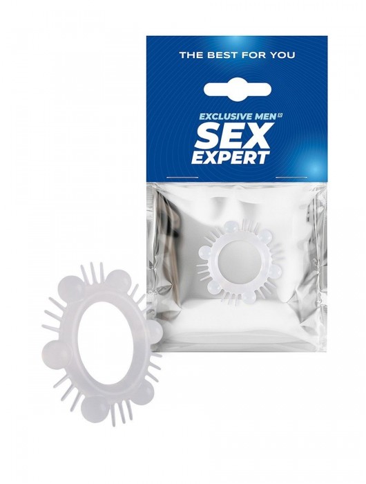 Эластичное эрекционное кольцо с шипиками и шариками - Sex Expert - в Костроме купить с доставкой