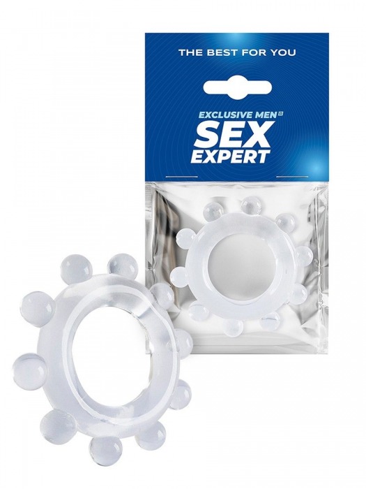 Прозрачное эрекционное кольцо со стимулирующими шариками - Sex Expert - в Костроме купить с доставкой