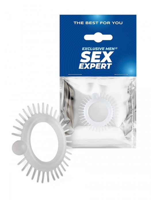 Эластичное эрекционное кольцо с шипиками и шариком - Sex Expert - в Костроме купить с доставкой
