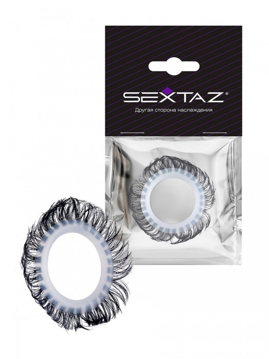 Эластичное эрекционное колечко с черными «ресничками» - Sextaz - в Костроме купить с доставкой