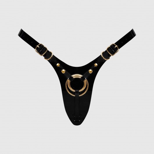 Черный пояс для фиксации насадок Strap-On-Me Leatherette Harness Fabulous - Strap-on-me - купить с доставкой в Костроме