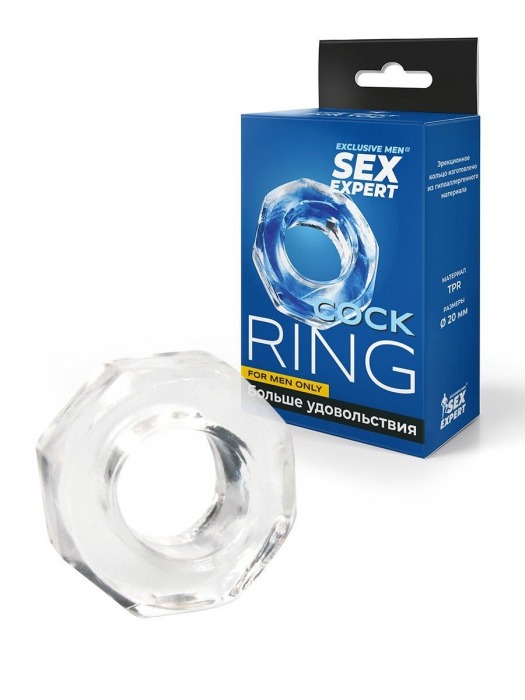 Прозрачное эрекционное кольцо в форме гайки - Sex Expert - в Костроме купить с доставкой