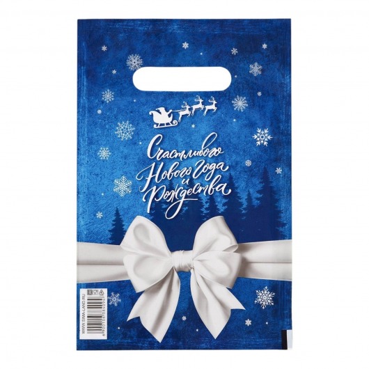 Сине-белый подарочный новогодний пакет с вырубной ручкой (20х30 см) - Сима-Ленд - купить с доставкой в Костроме