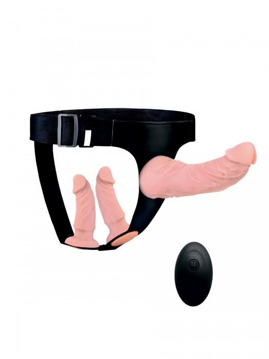 Женский страпон с 3 насадками и вибрацией - Erowoman-Eroman - купить с доставкой в Костроме