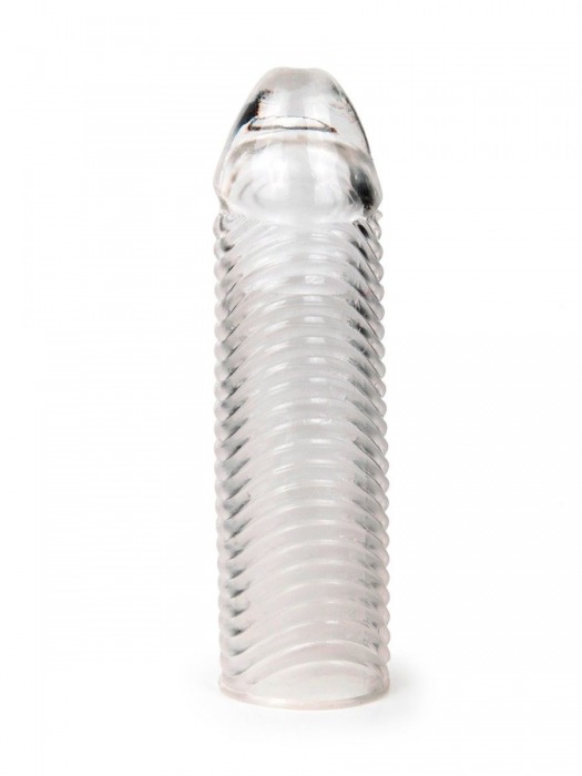 Прозрачная закрытая насадка на пенис с ребрышками - 16 см. - Sex Expert - в Костроме купить с доставкой