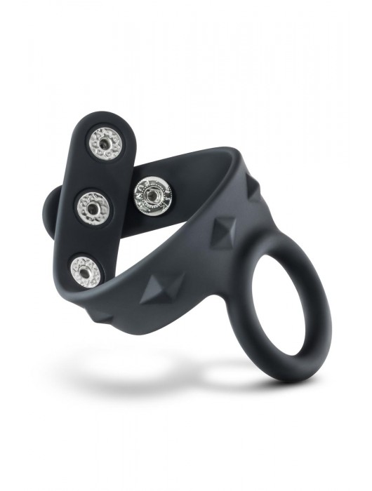 Черное эрекционное кольцо с подхватом мошонки на кнопках VS6 - Blush Novelties - в Костроме купить с доставкой