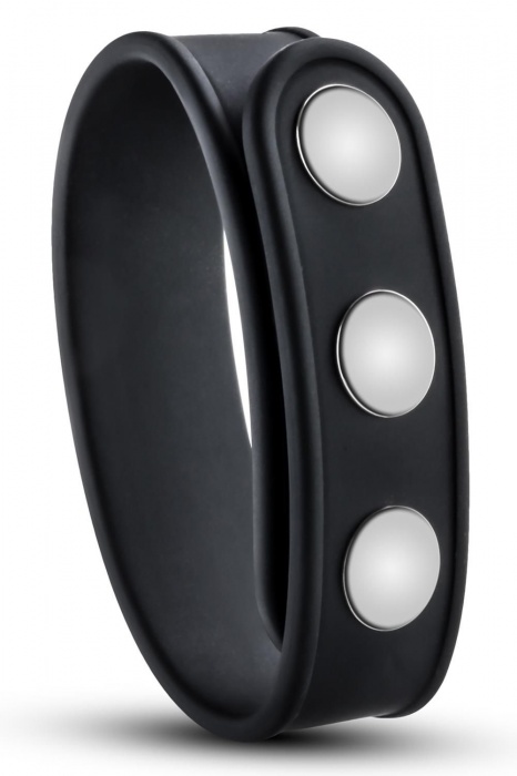 Черное эрекционное кольцо на кнопках - Blush Novelties - в Костроме купить с доставкой