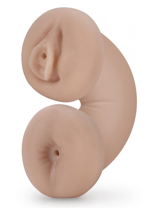 Телесный люминесцентный двусторонний мастурбатор Tasha - Blush Novelties - в Костроме купить с доставкой