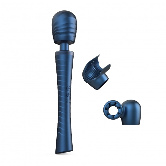 Синий вибромассажёр с насадками Man.wand Edgy - Manwan - в Костроме купить с доставкой