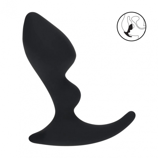 Черная анальная пробка для массажа простаты Double Ripple Silicone Prostate Massager - Shots Media BV - в Костроме купить с доставкой