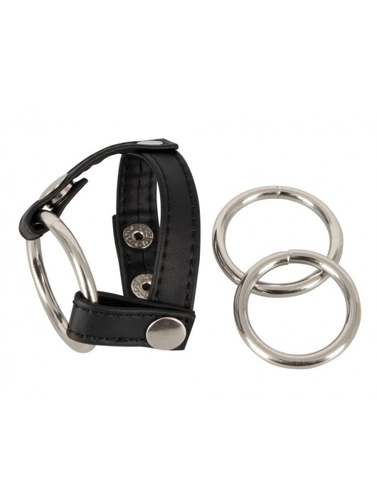 Подхват для мошонки с 3 съемными эрекционными кольцами Leder-Riemen - Orion - в Костроме купить с доставкой