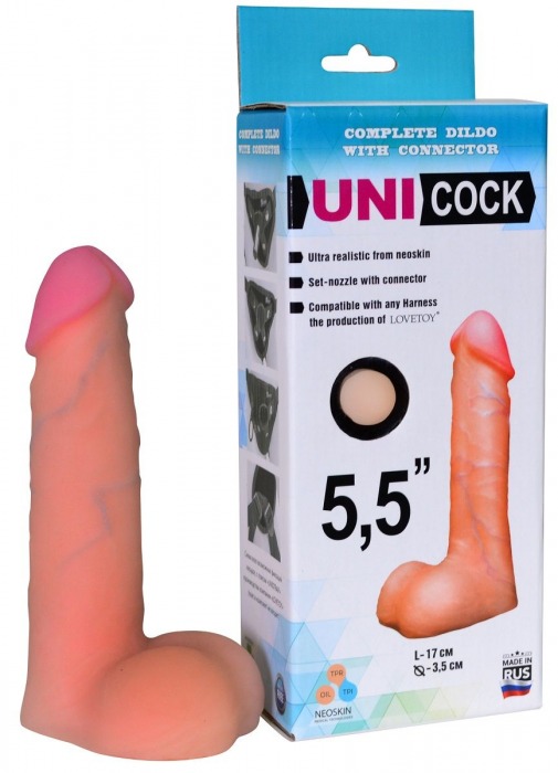 Фаллическая насадка Харнесс UNICOCK 5,5  - 17 см. - LOVETOY (А-Полимер) - купить с доставкой в Костроме