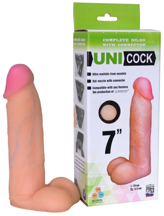Фаллическая насадка Харнесс UNICOCK 7  - 19 см. - LOVETOY (А-Полимер) - купить с доставкой в Костроме