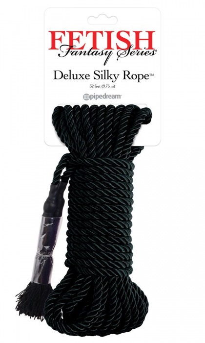 Черная веревка для фиксации Deluxe Silky Rope - 9,75 м. - Pipedream - купить с доставкой в Костроме