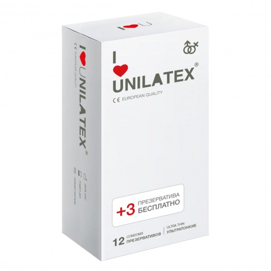 Ультратонкие презервативы Unilatex Ultra Thin - 12 шт. + 3 шт. в подарок - Unilatex - купить с доставкой в Костроме