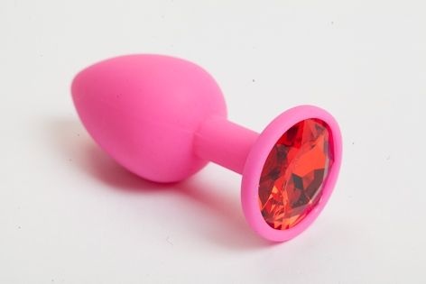 Розовая анальная пробка с красным кристаллом - 9,5 см. - 4sexdreaM - купить с доставкой в Костроме