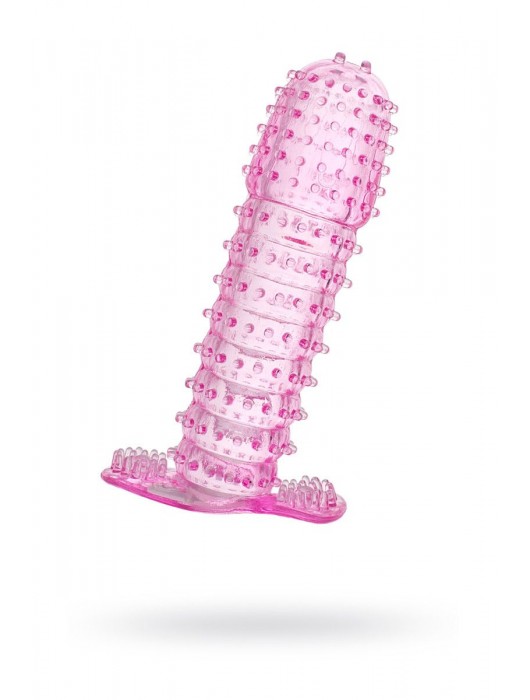 Гелевая розовая насадка с шипами - 12 см. - Toyfa Basic - в Костроме купить с доставкой