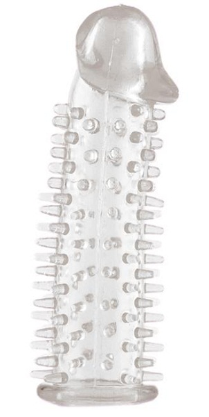 Прозрачная насадка на половой член с закрытой головкой и шипами - 12,5 см. - Toyfa Basic - в Костроме купить с доставкой