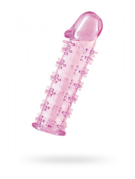 Гелевая розовая насадка на фаллос с шипами - 12 см. - Toyfa Basic - в Костроме купить с доставкой