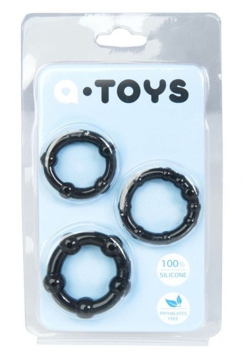 Набор из 3 чёрных эрекционных колец A-toys - A-toys - в Костроме купить с доставкой