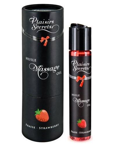 Массажное масло с ароматом клубники Huile de Massage Gourmande Fraise des Bois - 59 мл. - Plaisir Secret - купить с доставкой в Костроме