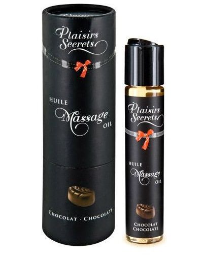 Массажное масло с ароматом шоколада Huile de Massage Gourmande Chocolat - 59 мл. - Plaisir Secret - купить с доставкой в Костроме