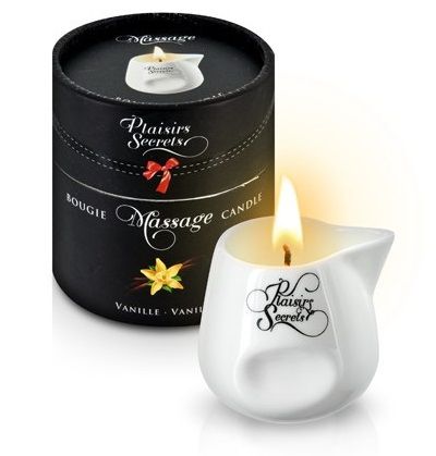 Массажная свеча с ароматом ванили Bougie Massage Gourmande Vanille - 80 мл. - Plaisir Secret - купить с доставкой в Костроме