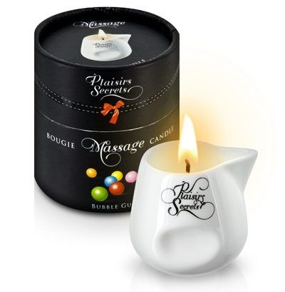 Массажная свеча с ароматом бубль-гума Bougie de Massage Gourmande Bubble Gum - 80 мл. - Plaisir Secret - купить с доставкой в Костроме
