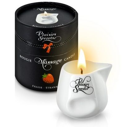Массажная свеча с ароматом клубники Bougie de Massage Gourmande Fraise - 80 мл. - Plaisir Secret - купить с доставкой в Костроме
