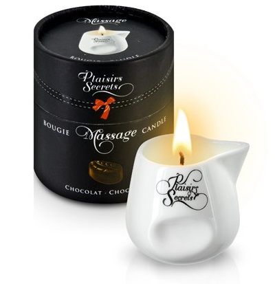 Массажная свеча с ароматом шоколада Bougie de Massage Gourmande Chocolat - 80 мл. - Plaisir Secret - купить с доставкой в Костроме