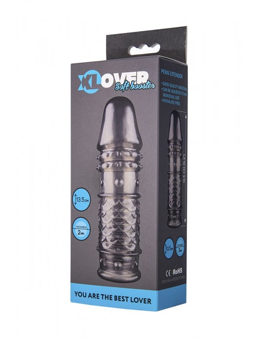 Дымчатая закрытая насадка ToyFa XLover с чешуйками и пупырышками - 13,5 см. - ToyFa - в Костроме купить с доставкой