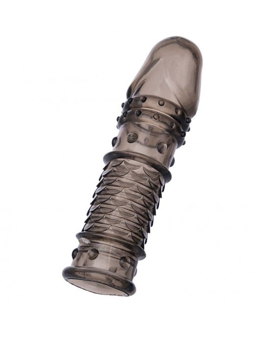 Дымчатая закрытая насадка ToyFa XLover с чешуйками и пупырышками - 13,5 см. - ToyFa - в Костроме купить с доставкой