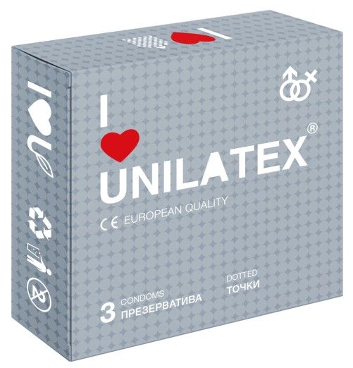 Презервативы с точками Unilatex Dotted - 3 шт. - Unilatex - купить с доставкой в Костроме