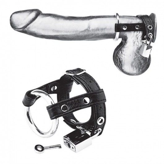Утяжка на пенис на замочке Duo Cock And Ball Lock - BlueLine - купить с доставкой в Костроме