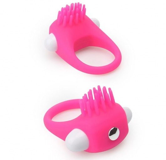 Розовое эрекционное кольцо с щеточкой LIT-UP SILICONE STIMU RING 5 - Dream Toys - в Костроме купить с доставкой