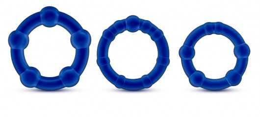 Набор из 3 синих эрекционных колец Stay Hard Beaded Cockrings - Blush Novelties - в Костроме купить с доставкой