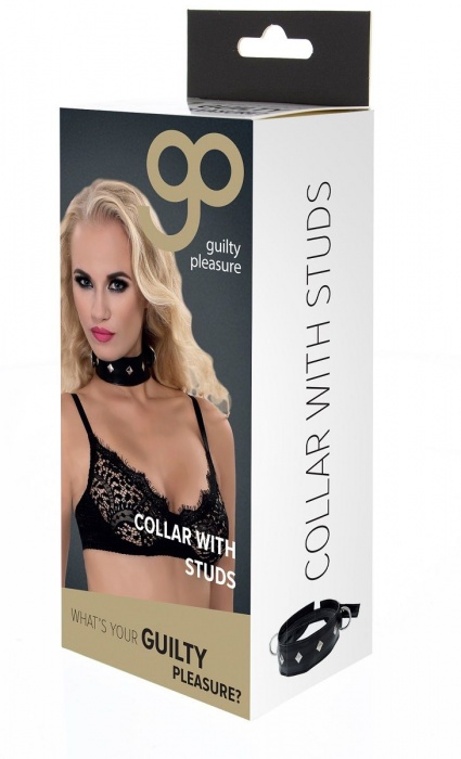 Полиуретановый ошейник с пуклями и D-кольцами Collar with Studs - Blush Novelties - купить с доставкой в Костроме