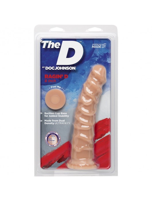 Телесный фаллоимитатор на присоске The D™ Ragin’ D 8  Vanilla - 20,32 см. - Doc Johnson