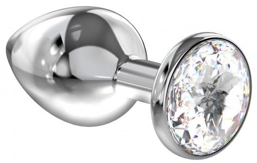 Большая серебристая анальная пробка Diamond Clear Sparkle Large с прозрачным кристаллом - 8 см. - Lola Games - купить с доставкой в Костроме