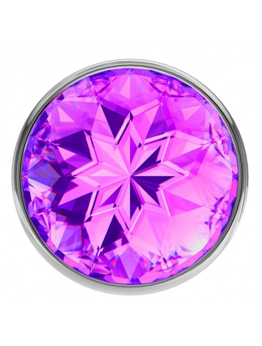 Малая серебристая анальная пробка Diamond Purple Sparkle Small с фиолетовым кристаллом - 7 см. - Lola Games - купить с доставкой в Костроме