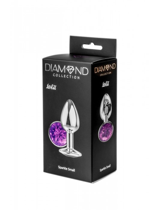 Малая серебристая анальная пробка Diamond Purple Sparkle Small с фиолетовым кристаллом - 7 см. - Lola Games - купить с доставкой в Костроме