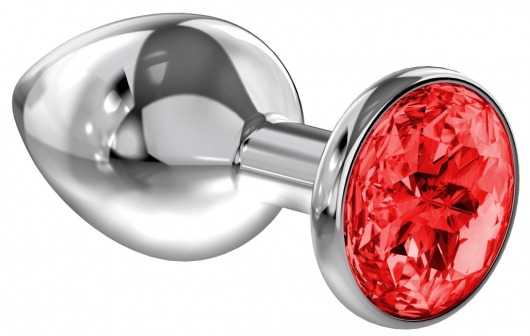 Большая серебристая анальная пробка Diamond Red Sparkle Large с красным кристаллом - 8 см. - Lola Games - купить с доставкой в Костроме