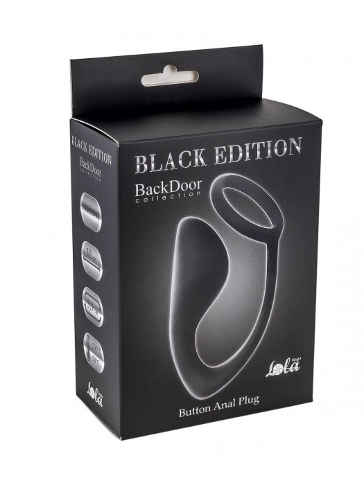 Чёрное эрекционное кольцо с анальной пробкой Button Anal Plug - Lola Games - в Костроме купить с доставкой