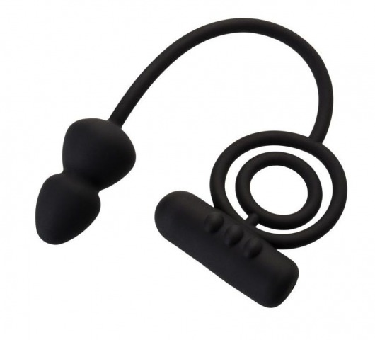 Чёрное эрекционное кольцо с вибропулькой и анальным хвостом - Erotist Adult Toys - в Костроме купить с доставкой